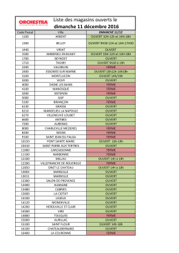 Liste des magasins ouverts le dimanche 11 d&eacute;cembre