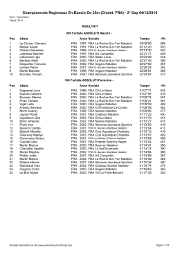 Championnats Regionaux En Bassin De 25m