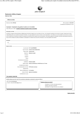Les offres de PÃ´le emploi