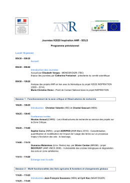 Journ&eacute;es H2020 Inspiration ANR - SOLS Programme pr&eacute;visionnel