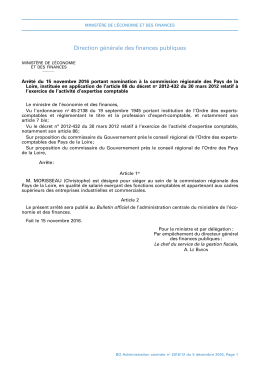 Arrêté du 15 novembre 2016 portant nomination à la Commission