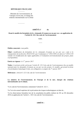 Télécharger le projet d`arrêté