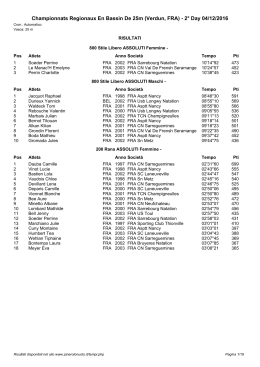 Championnats Regionaux En Bassin De 25m (Verdun, FRA)
