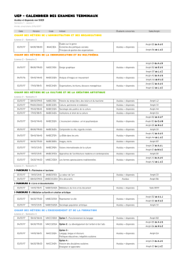 UEP – Calendrier des examens terminaux