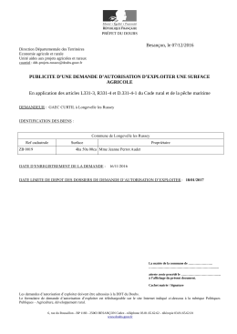PUBLICITE D`UNE DEMANDE D`AUTORISATION D`EXPLOITER