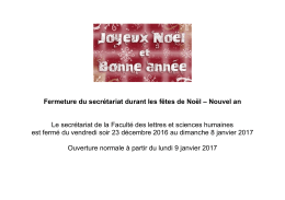 Fermeture du secrétariat durant les fêtes de Noël – Nouvel an Le