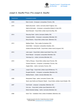 Joseph S. Stauffer Prize | Prix Joseph-S. Stauffer