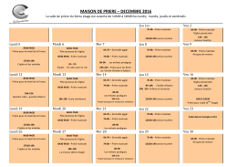 Calendrier Maison de prière