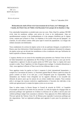 07 12 D&eacute;claration des chefs d`Etat et de Gouvernement de la France