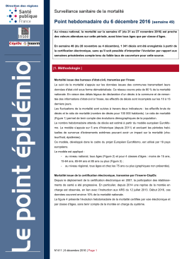 Point hebdomadaire du 6 décembre 2016 (semaine 49)