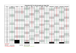 Calendrier 2017 du rôle de garde de Liège Ville