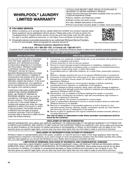 whirlpool® laundry limited warranty