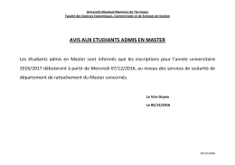 avis aux etudiants admis en master