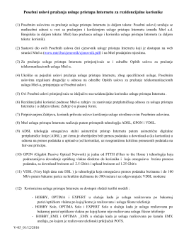 Posebni uslovi pružanja usluge pristupa Internetu za