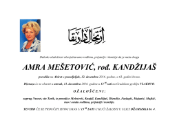 AMRA ME&Scaron;ETOVIĆ, rođ. KANDŽIJA&Scaron;