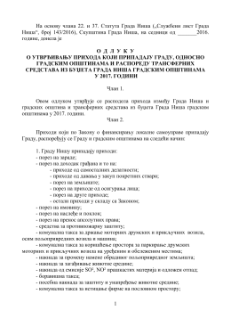 1 На основу члана 22. и 37. Статута Града Ниша