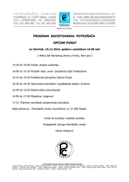 PROGRAM SAVJETOVANJA POTROŠAČA OPĆINE PUNAT