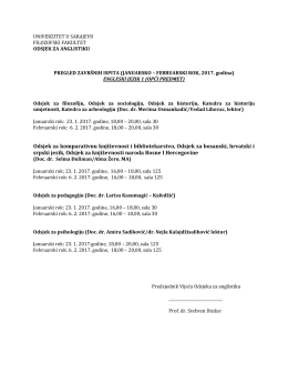 Engleski jezik 1 - Filozofski fakultet Univerziteta u Sarajevu