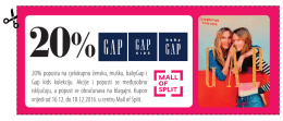 20% popusta na cjelokupnu żensku, muśku, babyGap i Gap kids