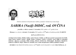 SABIRA (Nazif) DIDIĆ, rođ. OVČINA