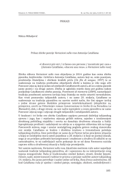 185 PRIKAZI Nikica Mihaljević Prikaz zbirke poezije Variazioni sulla