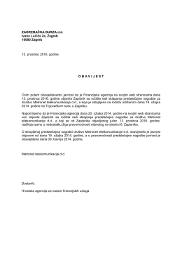 ZAGREBAČKA BURZA d.d. Ivana Lučića 2a, Zagreb 10000 Zagreb