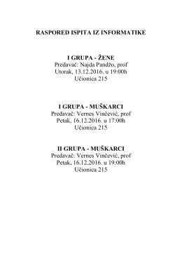 RASPORED ISPITA IZ INFORMATIKE I GRUPA
