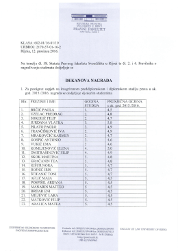 studenti dobitnici Dekanove nagrade