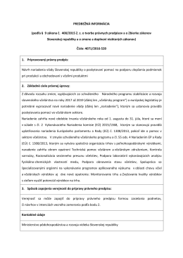 PREDBEŽNÁ INFORMÁCIA - Ministerstvo pôdohospodárstva a