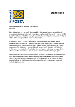 Stanovisko k distribúcii tlačoviny "ŠAŠO špeciál"