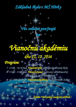 Vianočná akadémia 2016 -plagát