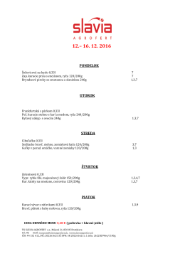 pondelok utorok streda &scaron;tvrtok piatok