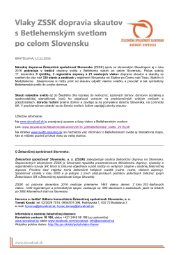 Vlaky ZSSK dopravia skautov s Betlehemským svetlom po celom