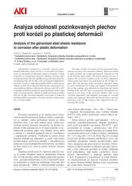 Analýza odolnosti pozinkovaných plechov proti korózii