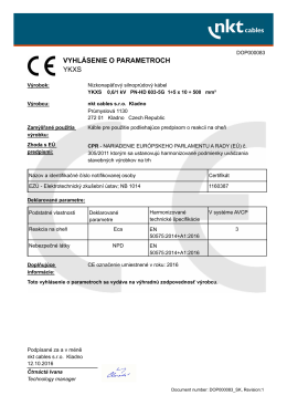 vyhlásenie o parametroch ykxs