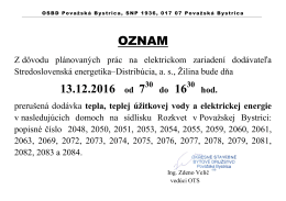 oznam - OSBD Považská Bystrica