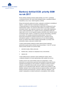 Bankový dohľad ECB: priority SSM na rok 2017