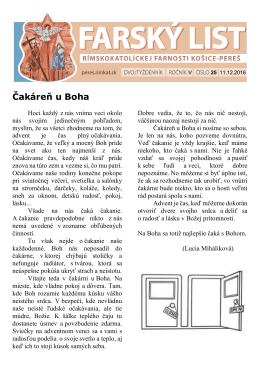Farský list a program bohoslužieb - Rímskokatolícka farnosť Košice