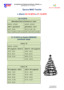 Zmeny v MHD - 24. 12 a 31-12. 2016