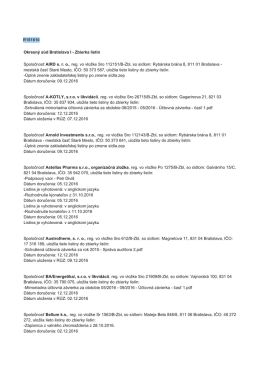 Spoloćnosť Bellum ks, reg. vo vlożke Sr 1563/B.Zbl, so sídlom