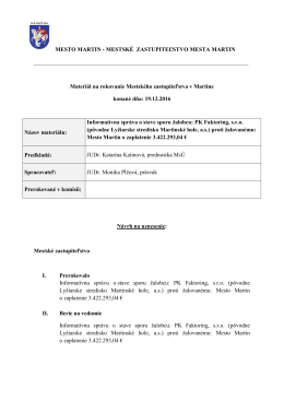 MESTO MARTIN - MESTSK&Eacute; ZASTUPITEĽSTVO MESTA MARTIN
