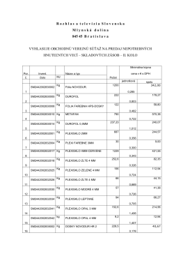 Vyhlásenie OVS - skladové zásoby, II. kolo