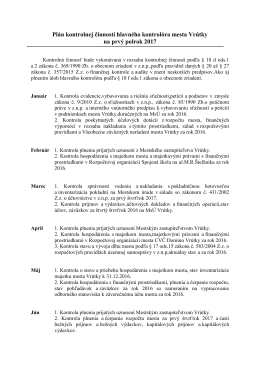 Plán kontrolnej činnosti hlavného kontrolóra mesta Vrútky