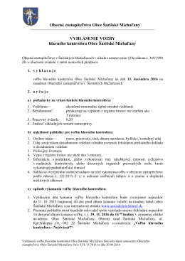 Vyhlásenie voľby hlavného kontrolóra obce Šarišské Michaľany