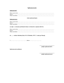 Splnomocnenie - ZŠ MR Štefánika v Ivanke pri Dunaji