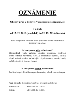 oznámenie - Obec Bellova Ves