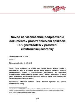 Návod na viacnásobné podpisovanie dokumentov prostredníctvom