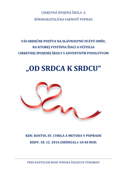 od srdca k srdcu - Cirkevná spojená škola Poprad