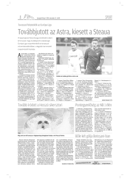 Továbbjutott az Astra, kiesett a Steaua