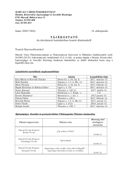 Tájékoztató a Humán, Köznevelési, Egészségügyi és Szociális